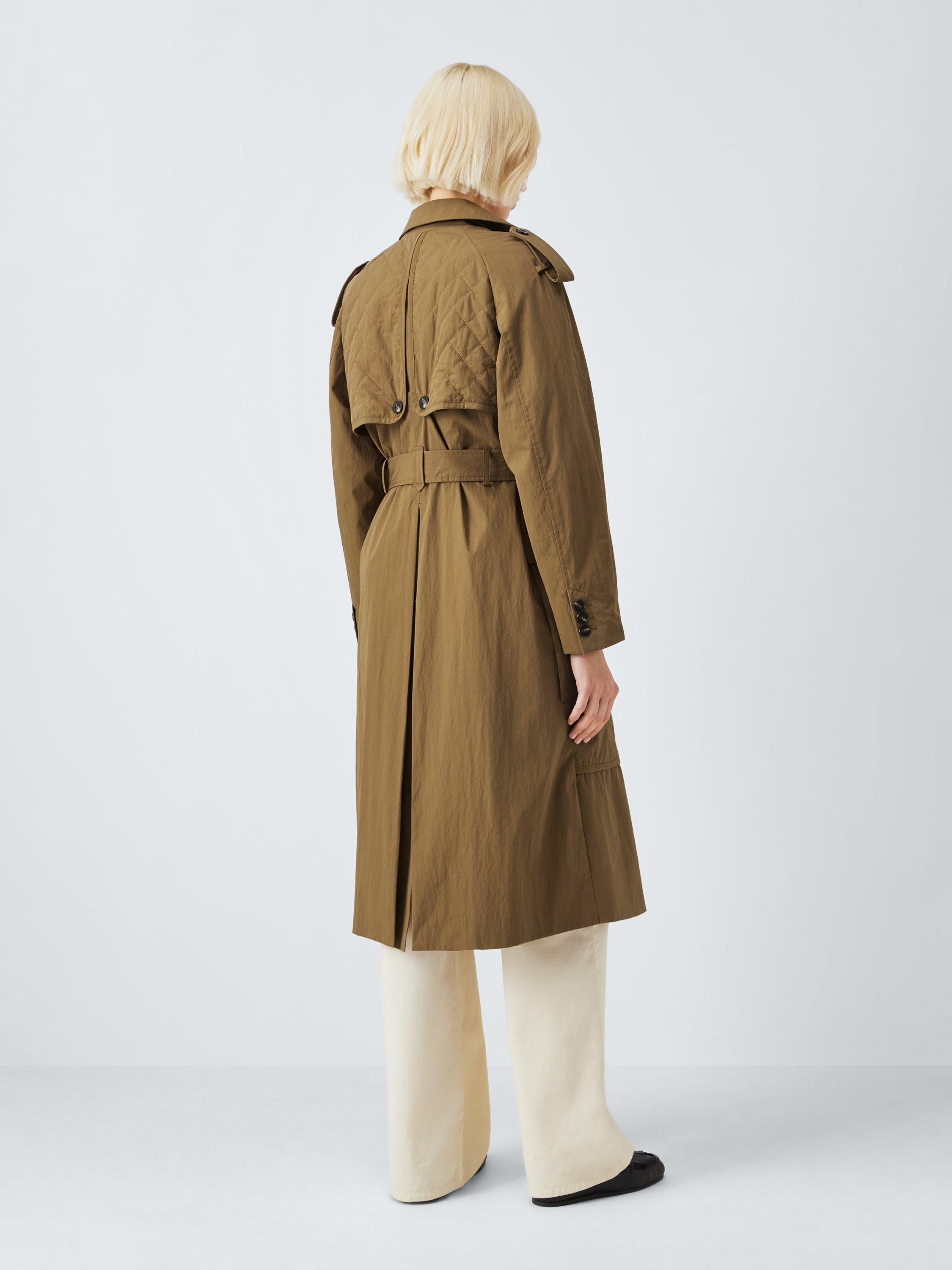 Product image 5 of 6, which shows John Lewis Double Breasted Cotton Blend Trench Coat, Olive, 8