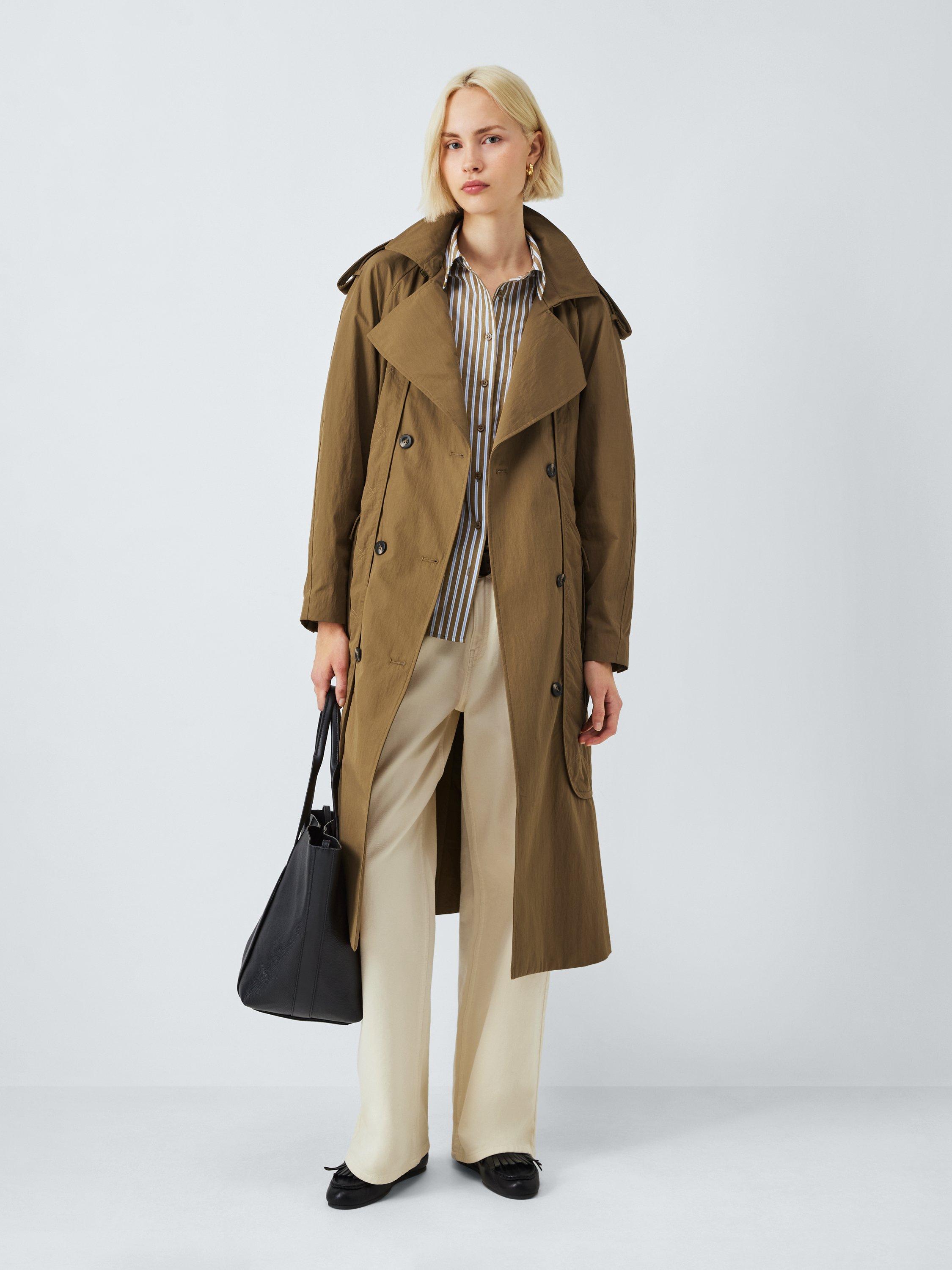 Product image 6 of 6, which shows John Lewis Double Breasted Cotton Blend Trench Coat, Olive, 8
