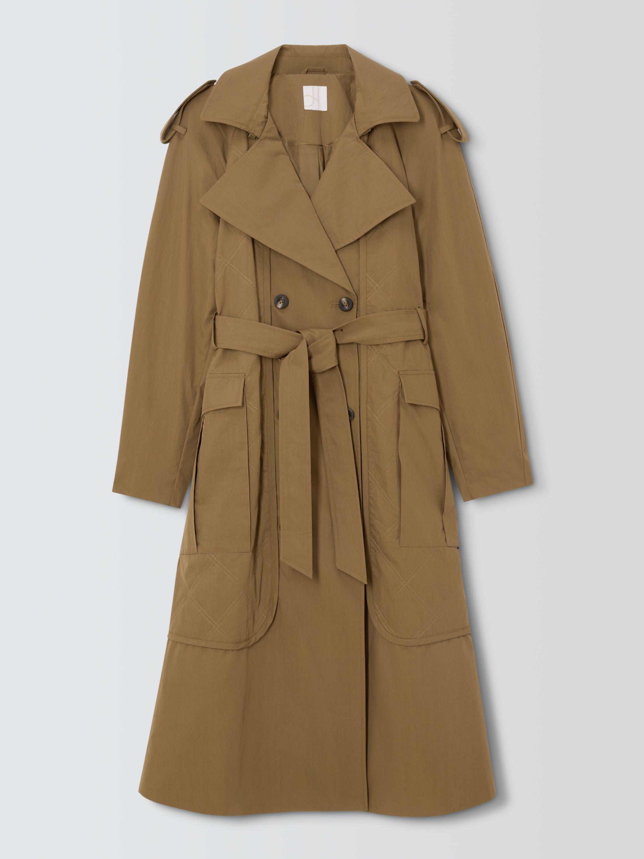 Product image 4 of 6, which shows John Lewis Double Breasted Cotton Blend Trench Coat, Olive, 8