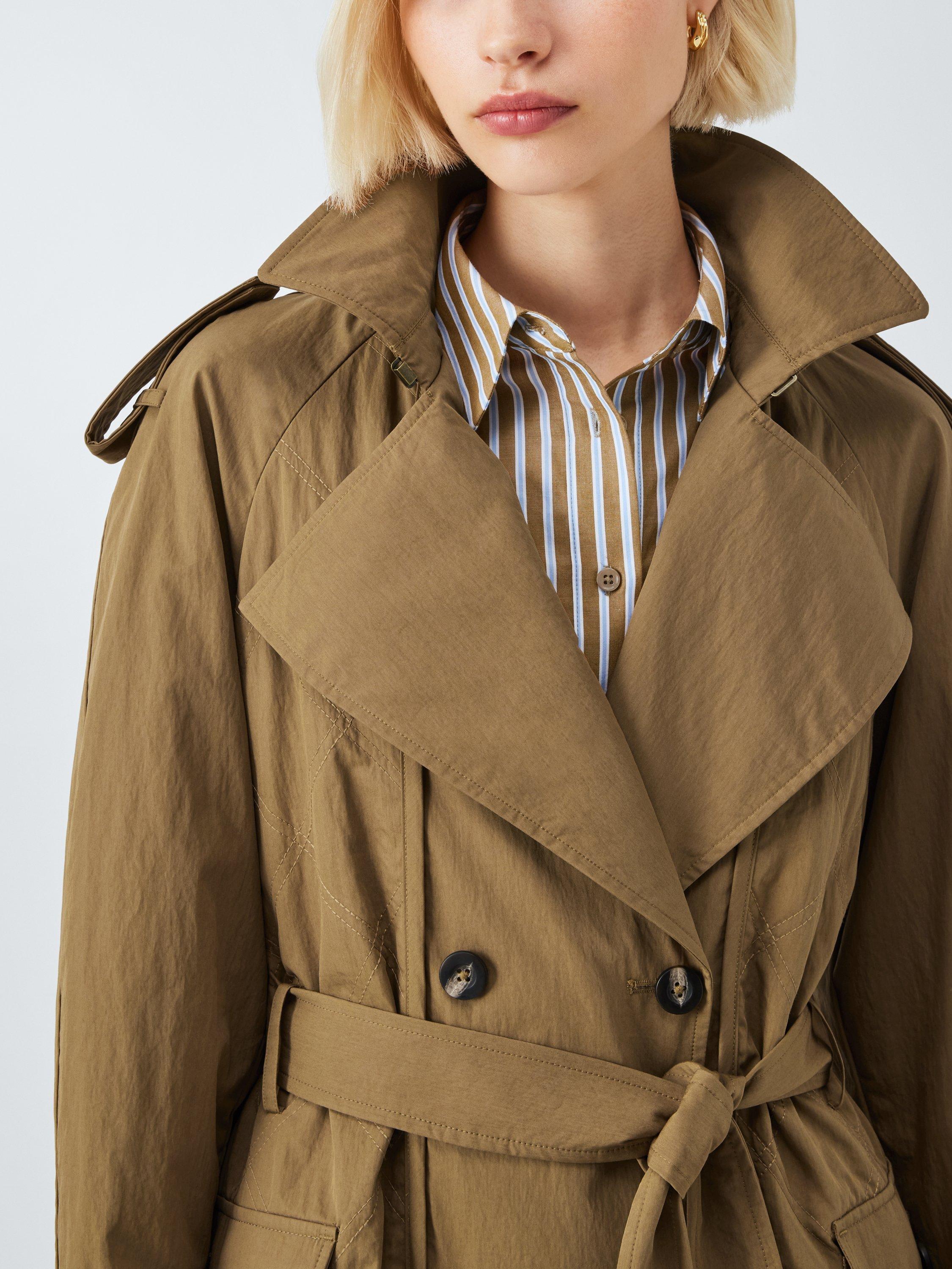 Product image 3 of 6, which shows John Lewis Double Breasted Cotton Blend Trench Coat, Olive, 8