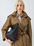 John Lewis Double Breasted Tie Waist Cotton Blend Trench Coat, Olive