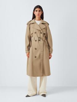 John Lewis Water Repellent Belted Trench Coat, Natural