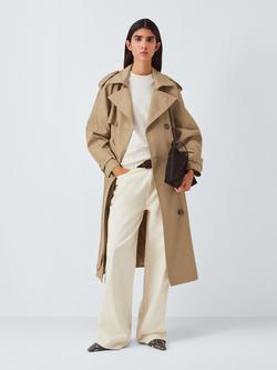 John Lewis Water Repellent Belted Trench Coat, Natural
