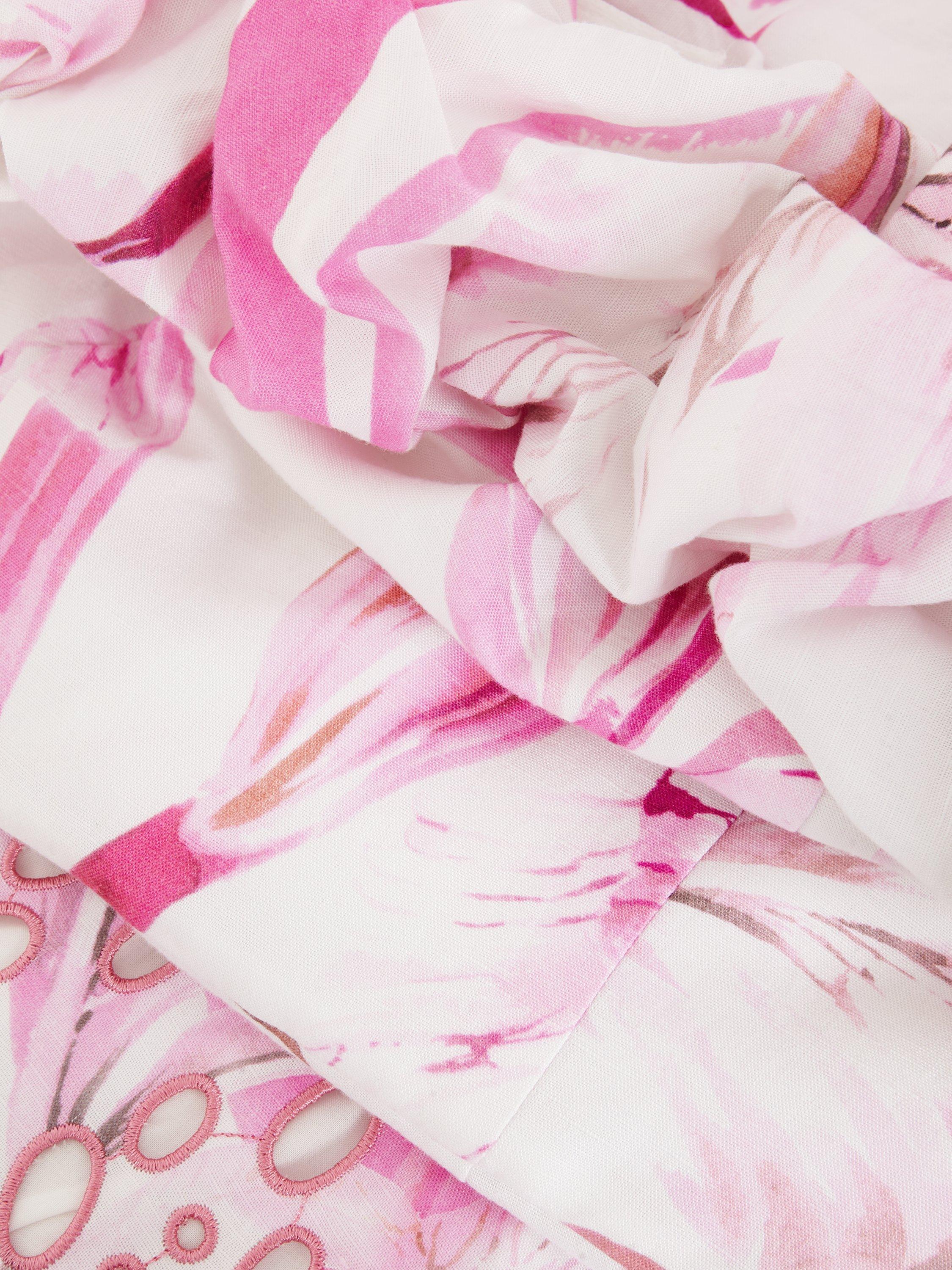 Product image 6 of 10, which shows Phase Eight Esme Floral Linen Blend Dress, Pink/White, 6
