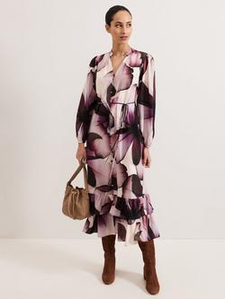 Phase Eight Clarra Floral Ruffle Dress, Pink/Multi