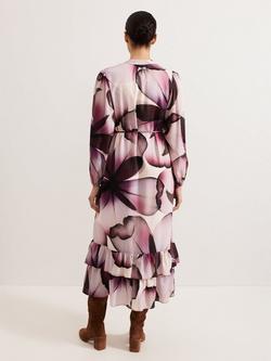 Phase Eight Clarra Floral Ruffle Dress - view 2, Pink/Multi