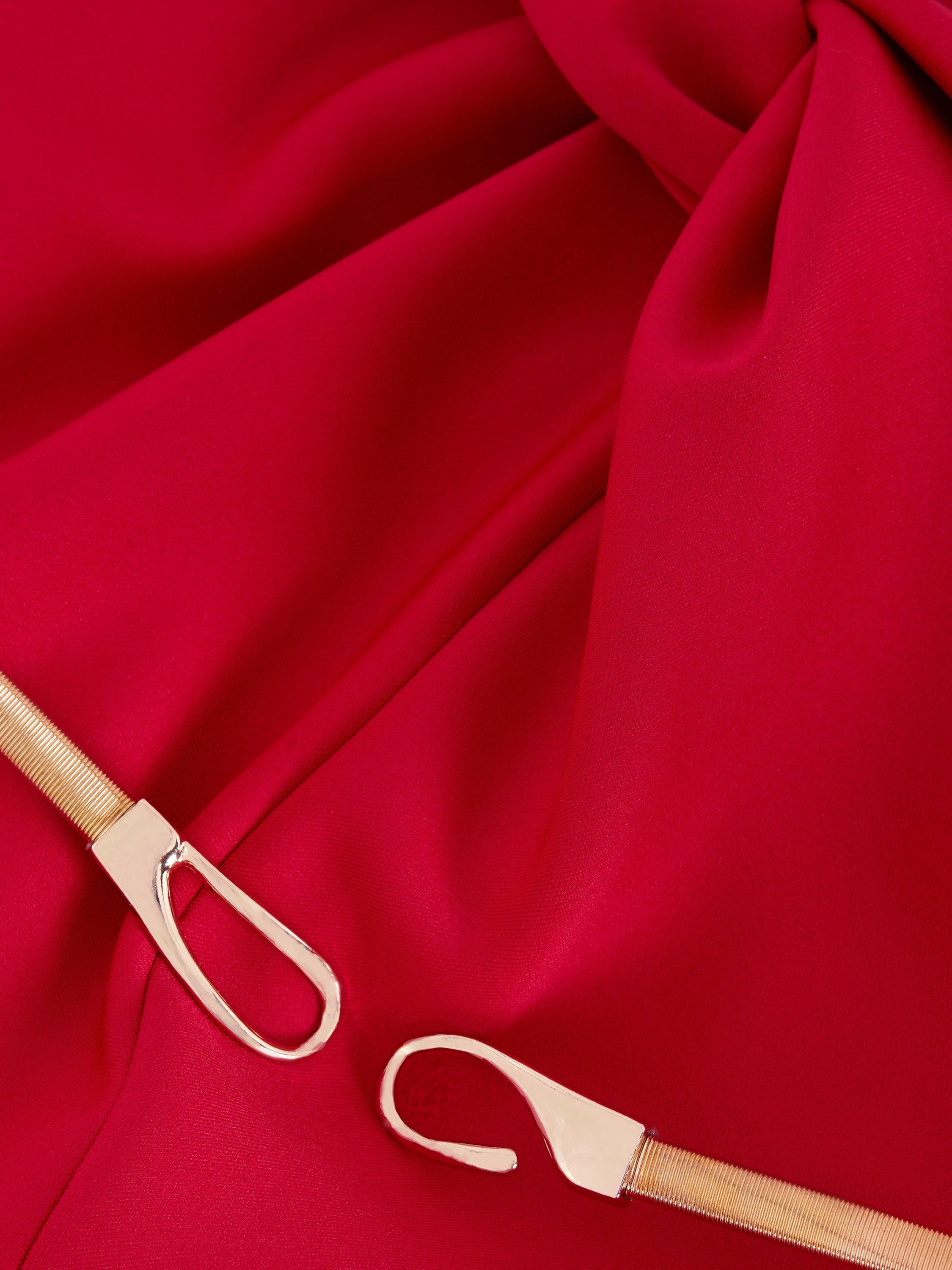 Product image 6 of 8, which shows Phase Eight Aida Twist Halterneck Maxi Dress, Bright Pink, 10