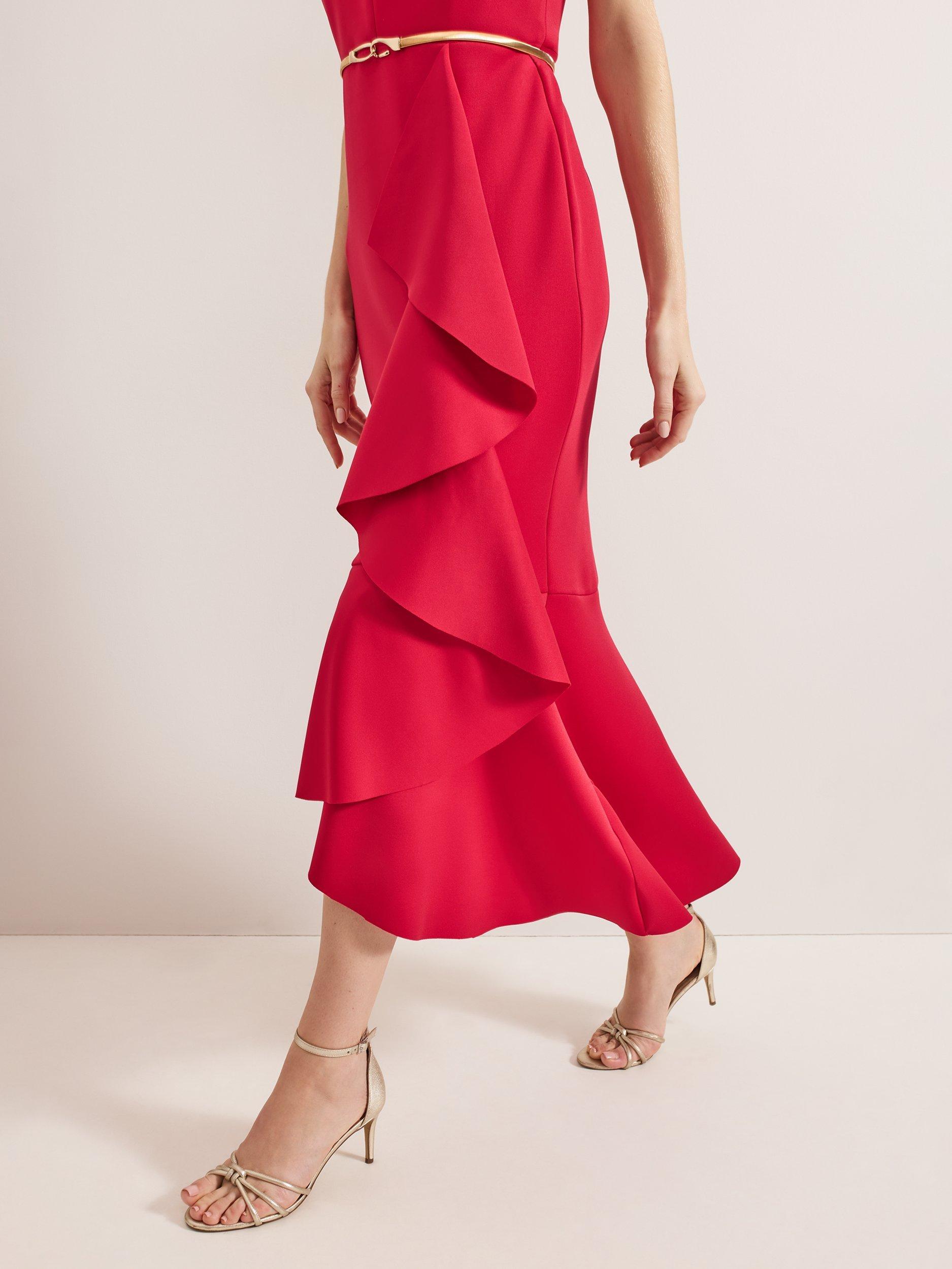 Product image 7 of 8, which shows Phase Eight Aida Twist Halterneck Maxi Dress, Bright Pink, 10