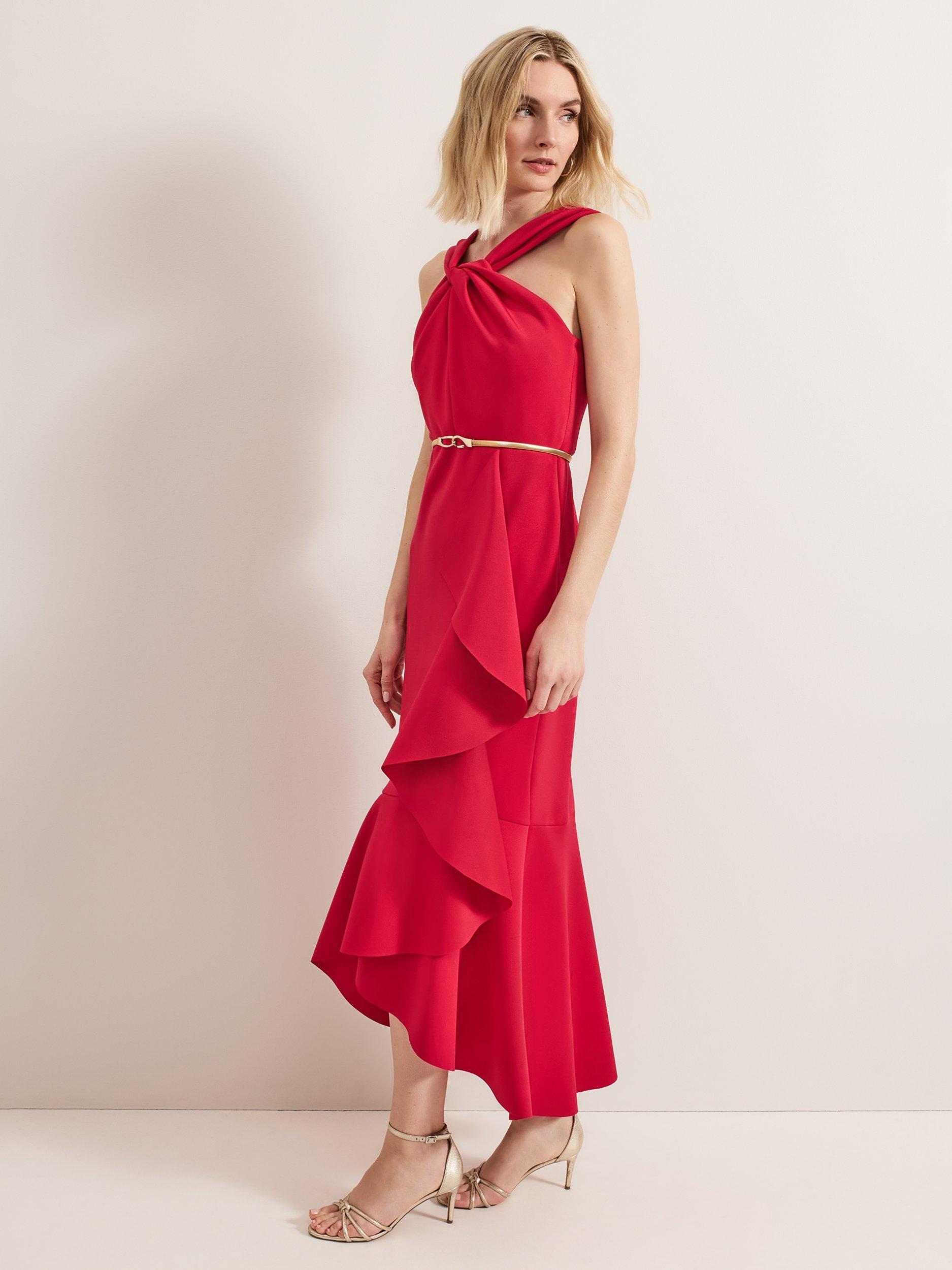 Product image 8 of 8, which shows Phase Eight Aida Twist Halterneck Maxi Dress, Bright Pink, 10