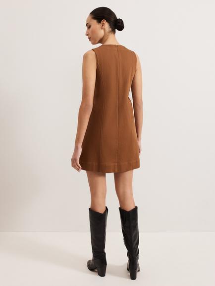 Phase Eight Janah Denim Dress, Brown - view 2, Brown