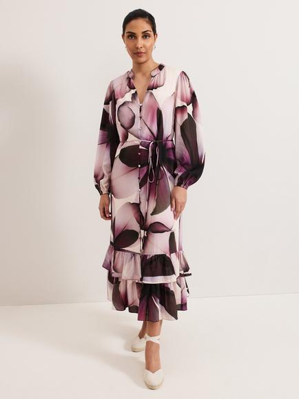 Phase Eight Petite Clarra Floral Dress, Purple/Multi, Purple/Multi