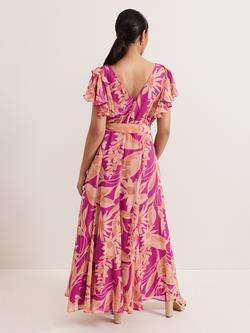 Phase Eight Petite Dinara Floral Dress, Pink/Orange - view 2, Pink/Orange