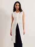 Phase Eight Polly Crochet Sleeveless Cardigan, Ivory
