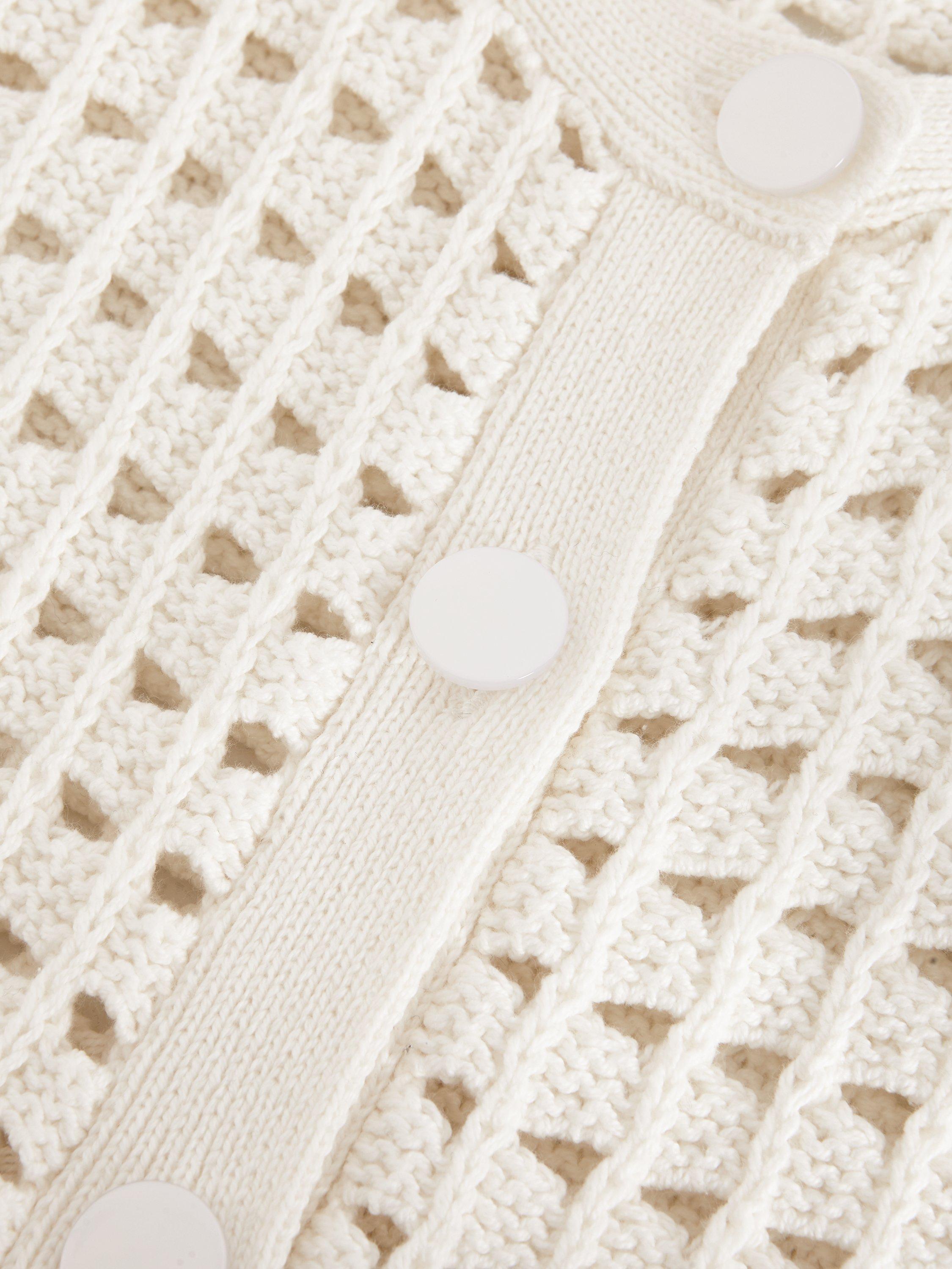Product image 6 of 8, which shows Phase Eight Polly Crochet Sleeveless Cardigan, Ivory, S