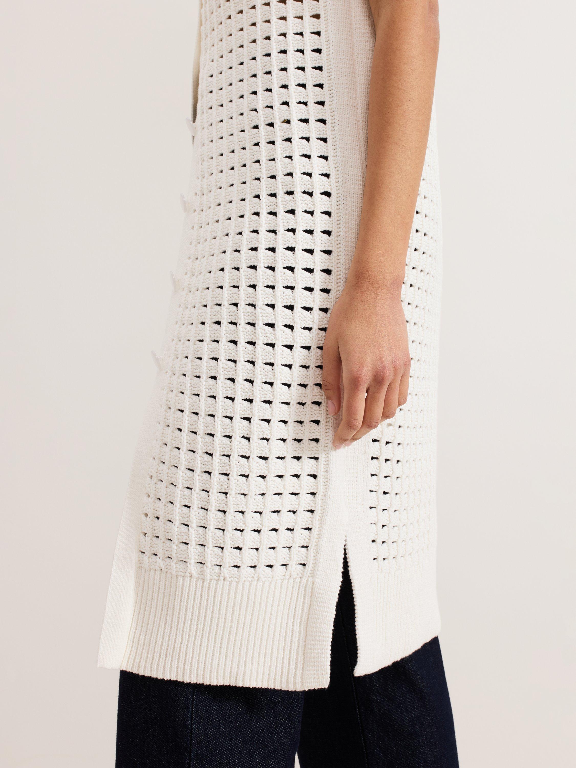 Product image 8 of 8, which shows Phase Eight Polly Crochet Sleeveless Cardigan, Ivory, S