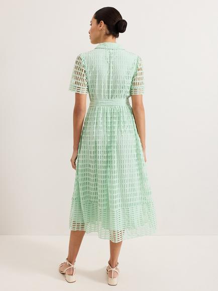 Phase Eight Sandy Lace Tie Waist Dress, Green - view 2, Green