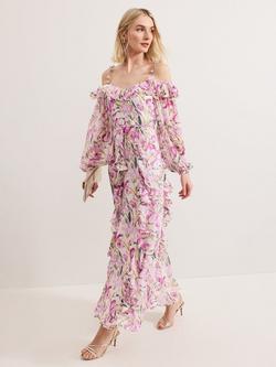 Phase Eight Sarah Floral Ruffle Dress, Multi, Multi