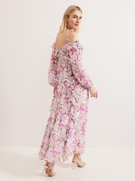 Phase Eight Sarah Floral Ruffle Dress, Multi - view 2, Multi