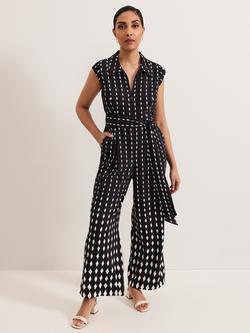 Phase Eight Petite Delina Diamond Jumpsuit, Black, Black