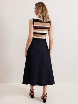 Phase Eight Mavis Denim Midi Skirt, Dark Blue - view 2, Dark Blue