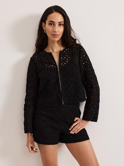 Phase Eight Maeva Cutwork Jacket, Black, Black