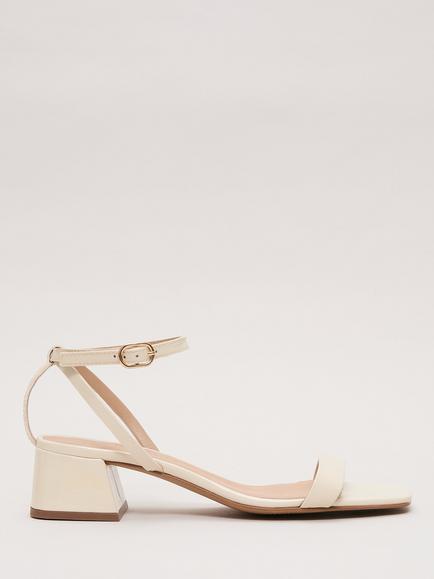 Phase Eight Patent Leather Block Heel Sandals, Ivory, Ivory