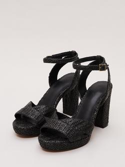 Phase Eight Raffia Platform Sandals, Black - view 2, Black
