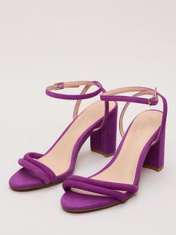 Phase Eight Suede Block Heel Sandals, Purple - view 2, Purple