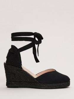 Phase Eight Canvas Wedge Espadrille Sandals, Black, Black