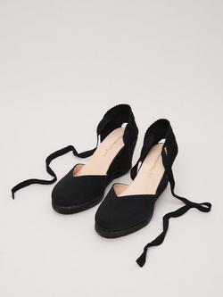 Phase Eight Canvas Wedge Espadrille Sandals, Black - view 2, Black