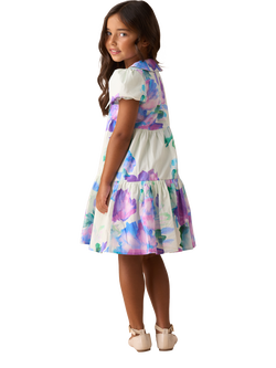 Angel & Rocket Kids' Floral Print Tiered Collar Dress - view 2, Green