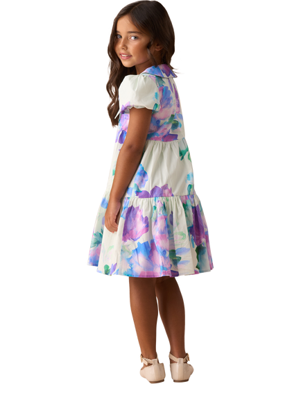 Angel & Rocket Kids' Floral Print Tiered Collar Dress - view 2, Green