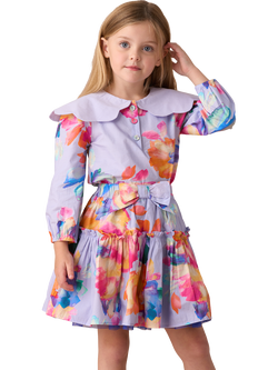 Angel & Rocket Kids' Printed Floral Skirt, Blue, Blue