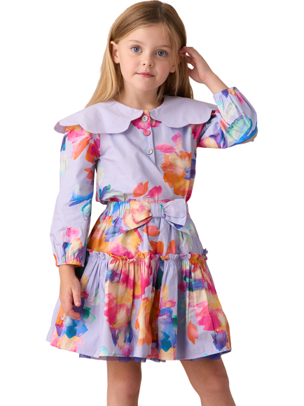 Angel & Rocket Kids' Printed Floral Skirt, Blue, Blue