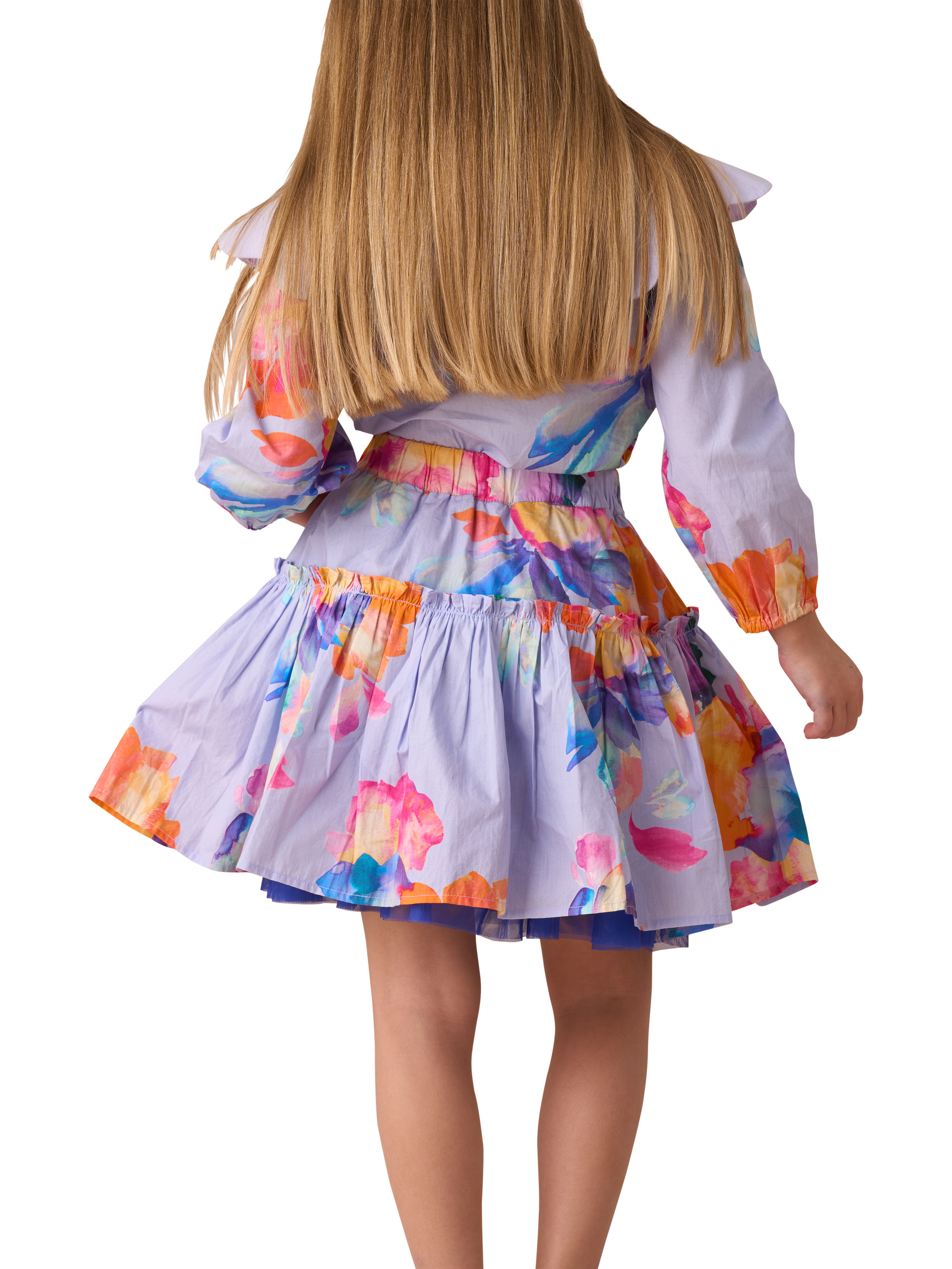 Product image 2 of 6, which shows Angel & Rocket Kids' Printed Floral Skirt, Blue, 2 years