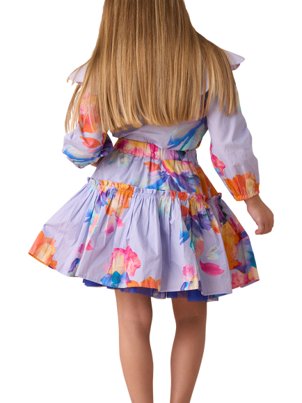 Angel & Rocket Kids' Printed Floral Skirt, Blue - view 2, Blue