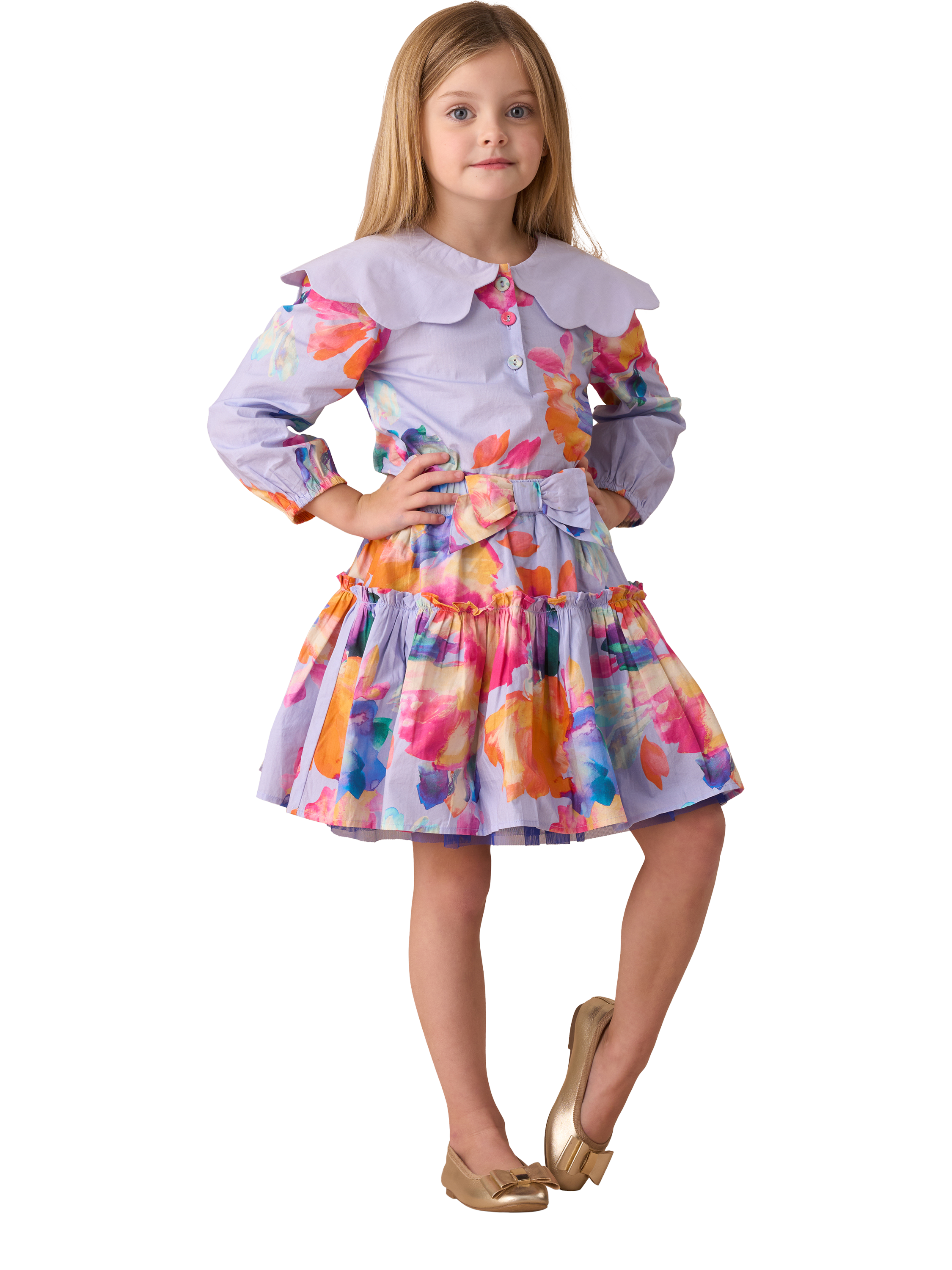 Product image 3 of 6, which shows Angel & Rocket Kids' Cape Collar Top, Blue, 2 years