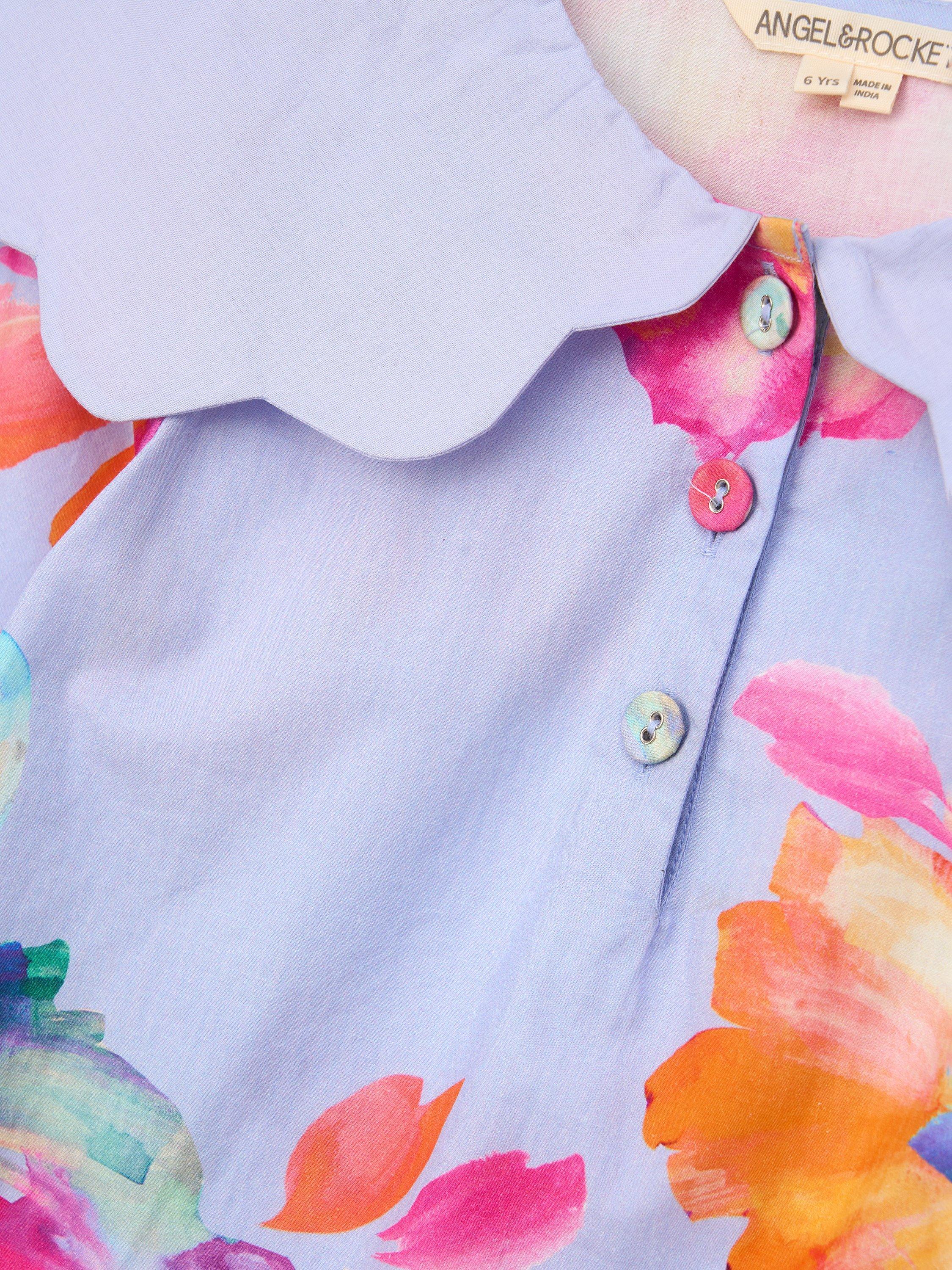 Product image 6 of 6, which shows Angel & Rocket Kids' Cape Collar Top, Blue, 2 years