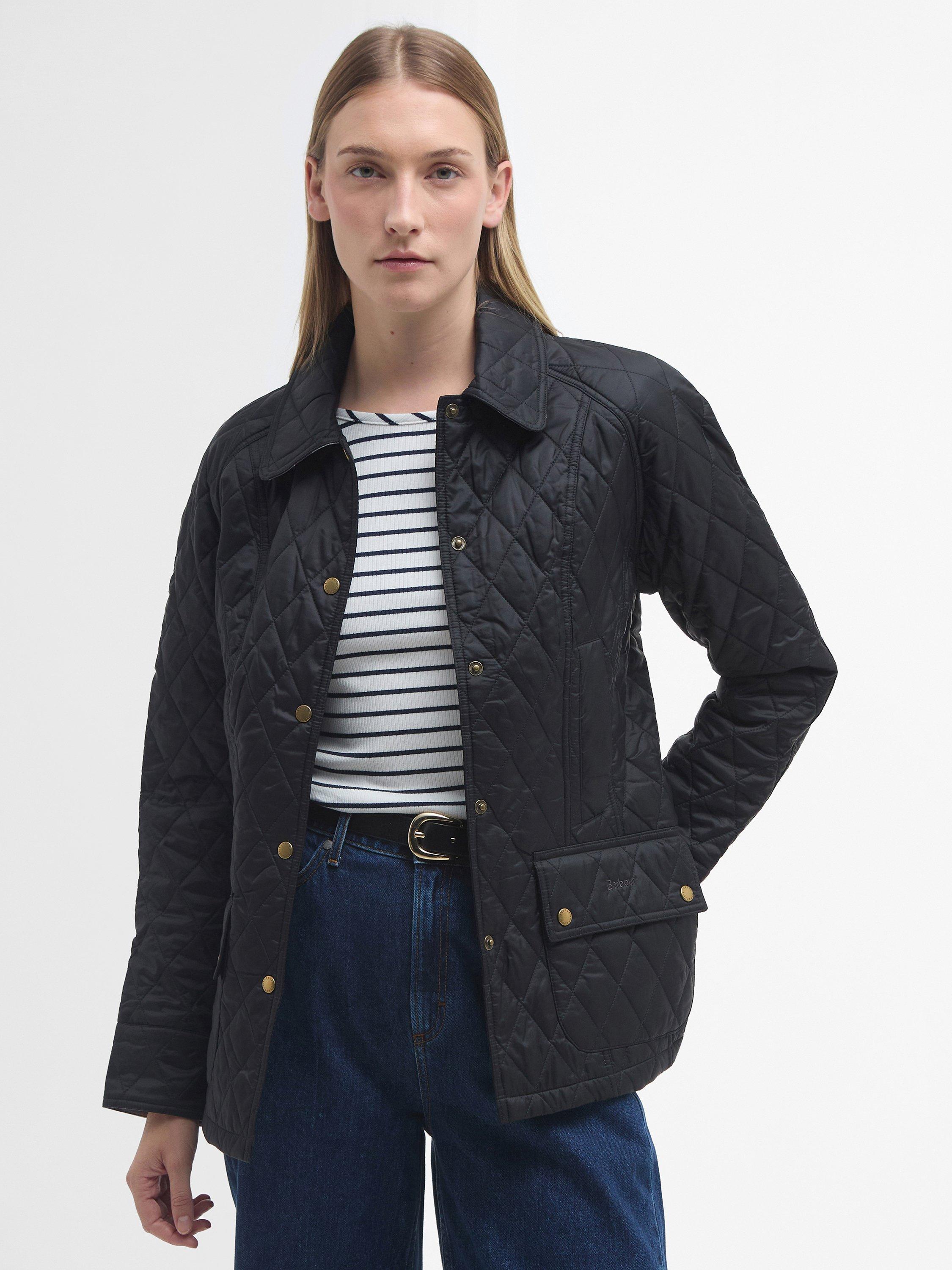 Product image 1 of 9, which shows Barbour Beadnell Quilted Jacket, Black, 10