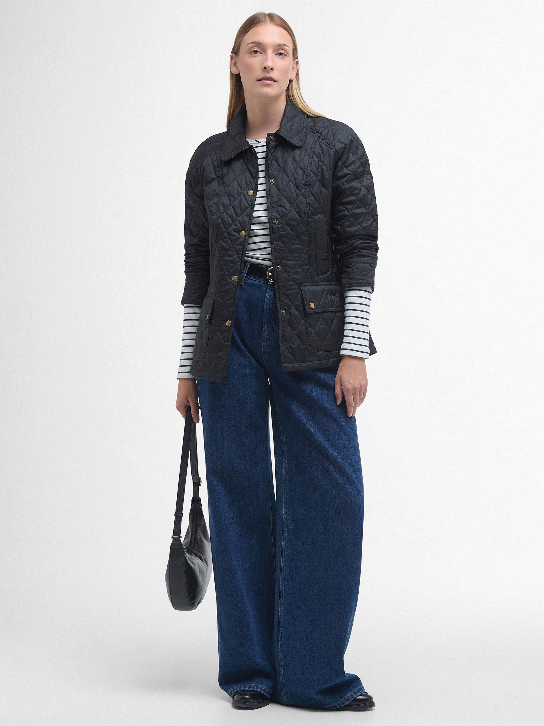 Product image 3 of 9, which shows Barbour Beadnell Quilted Jacket, Black, 10