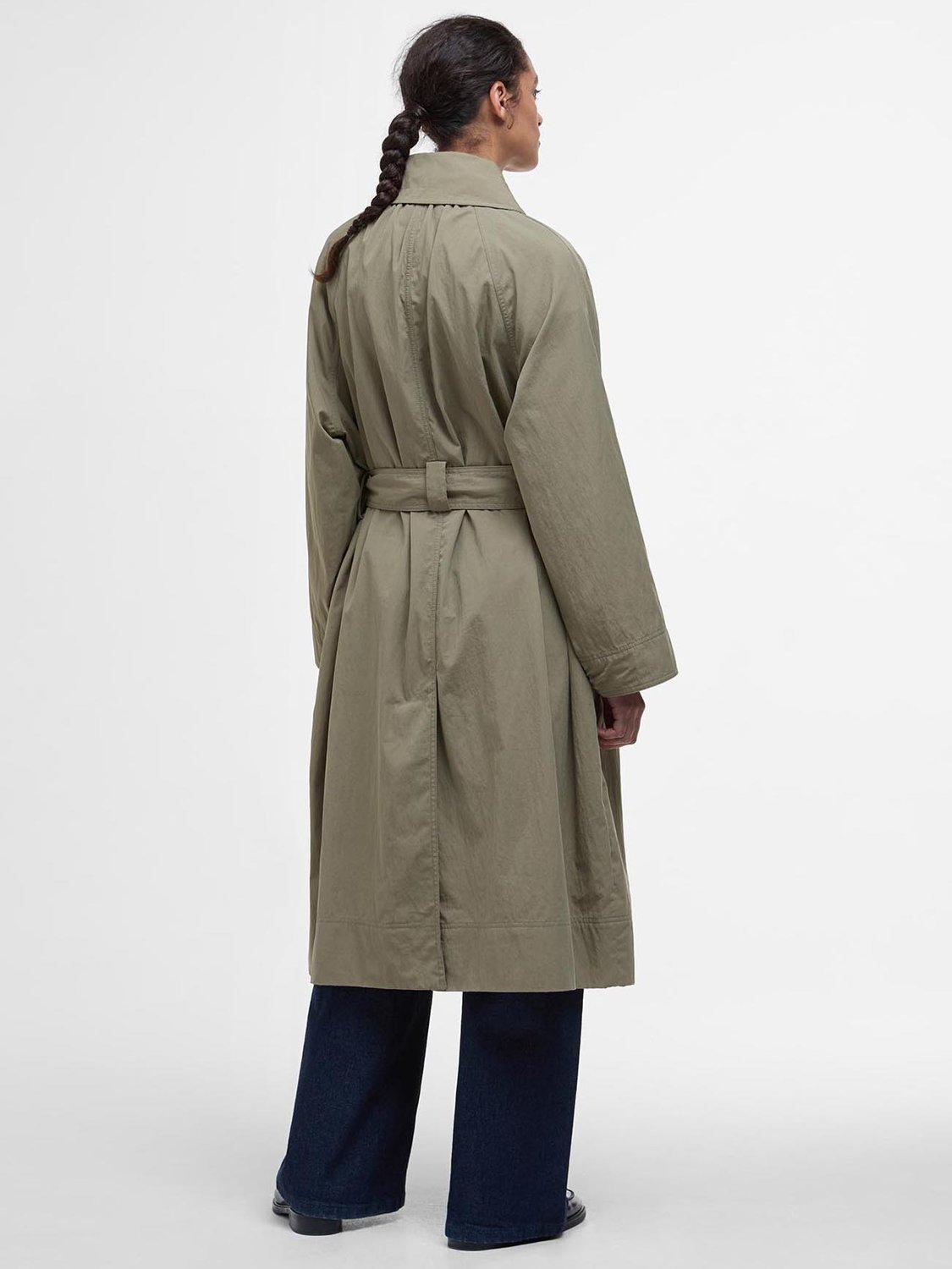 Product image 2 of 8, which shows Barbour Garbo Showerproof Trench Coat, Dusky Green/Rosemary, 10