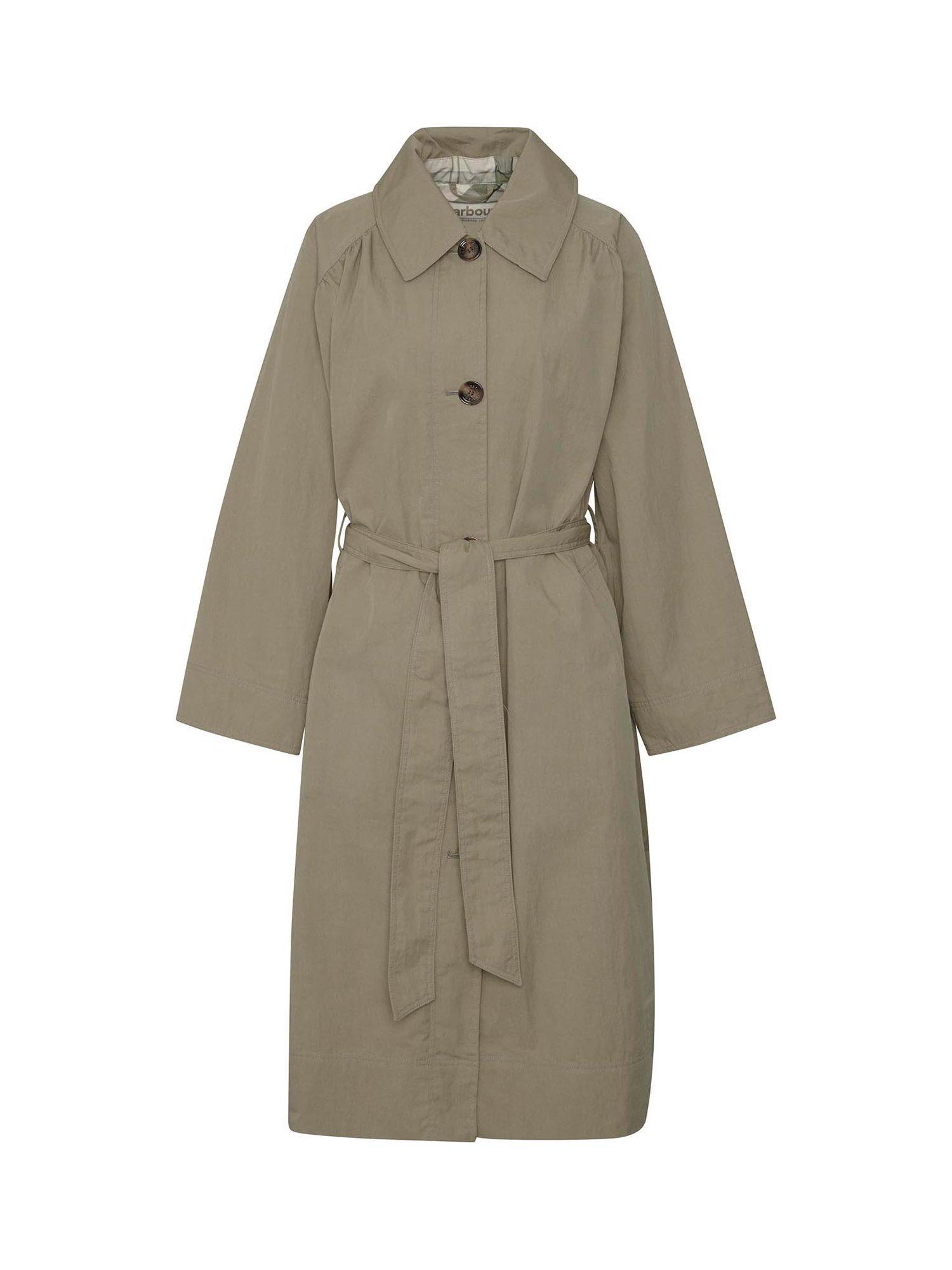 Product image 4 of 8, which shows Barbour Garbo Showerproof Trench Coat, Dusky Green/Rosemary, 10
