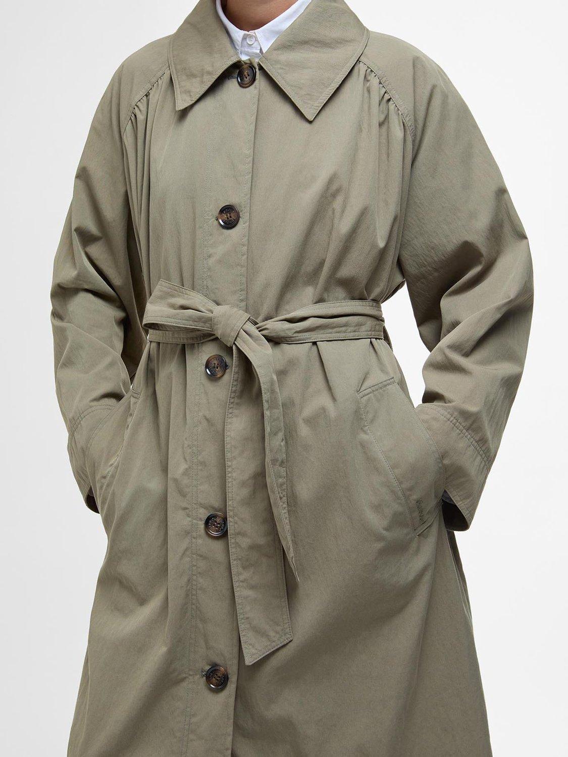 Product image 7 of 8, which shows Barbour Garbo Showerproof Trench Coat, Dusky Green/Rosemary, 10