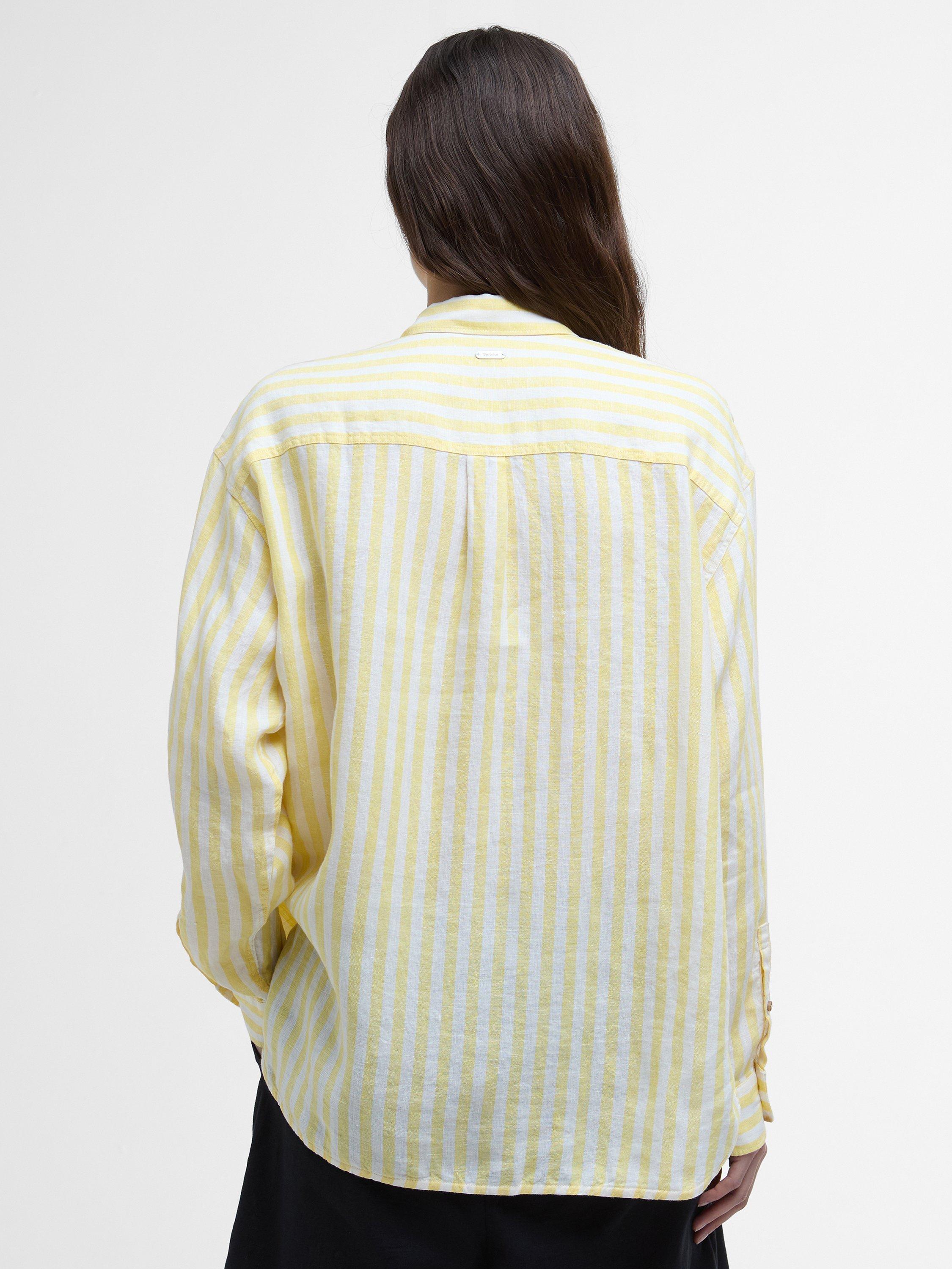 Product image 4 of 7, which shows Barbour Annie Stripe Pure Linen Shirt, Sunray Yellow, 10