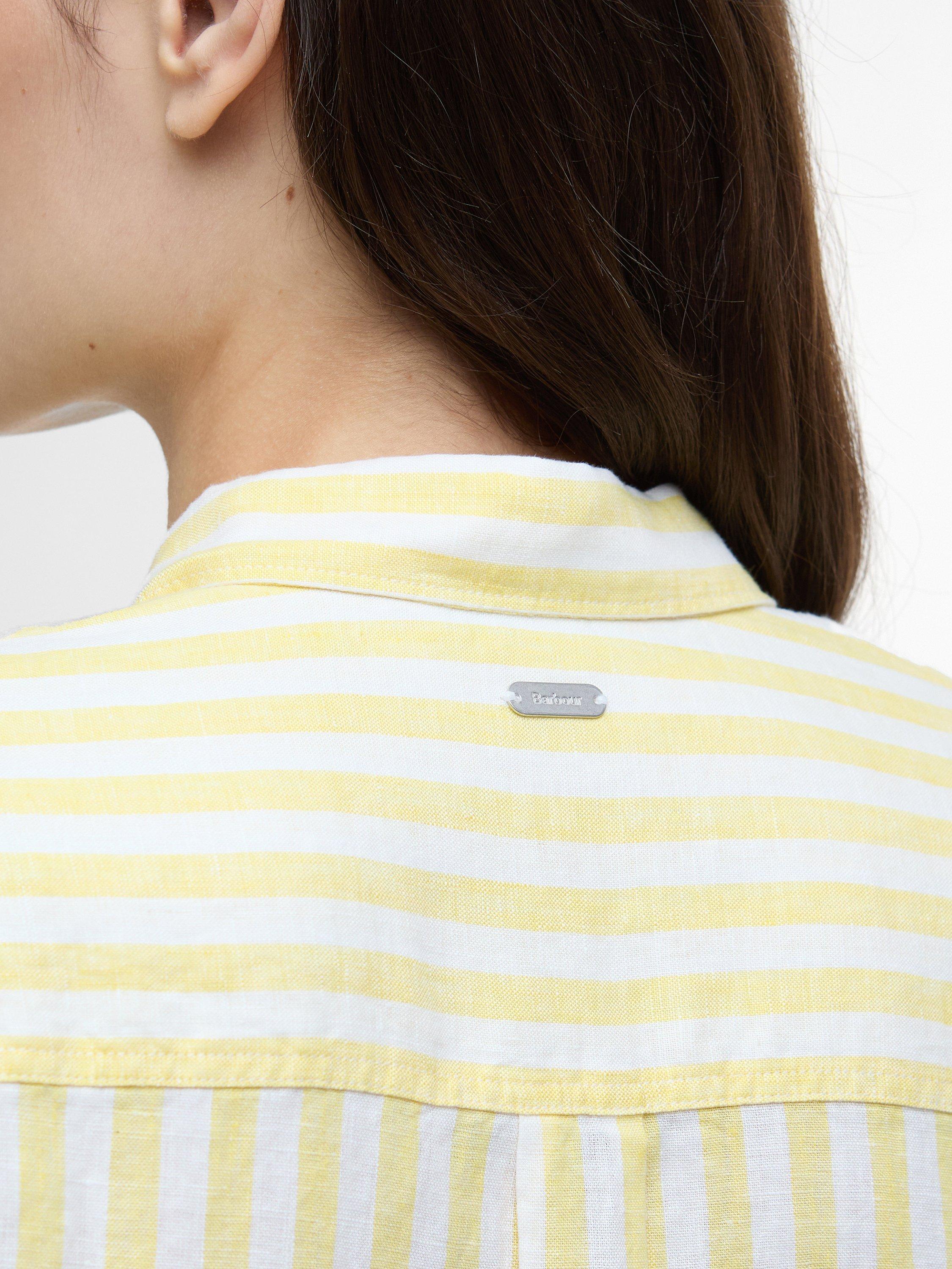 Product image 7 of 7, which shows Barbour Annie Stripe Pure Linen Shirt, Sunray Yellow, 10