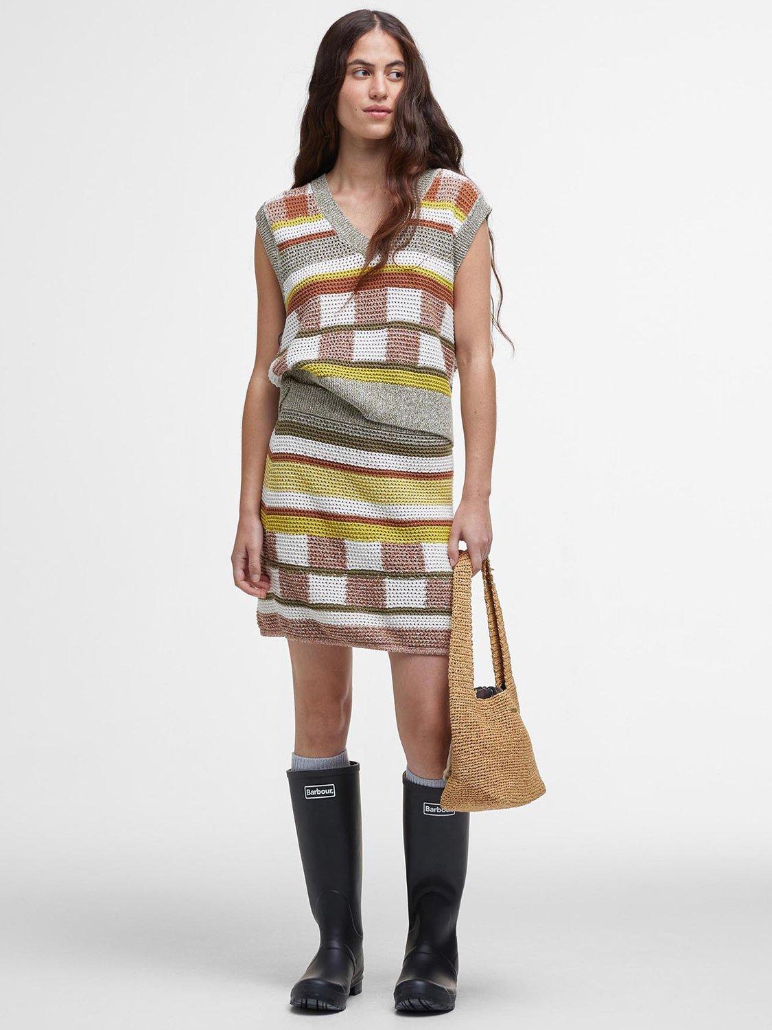 Product image 1 of 6, which shows Barbour Maddie Crochet Mini Skirt, Multi, 10