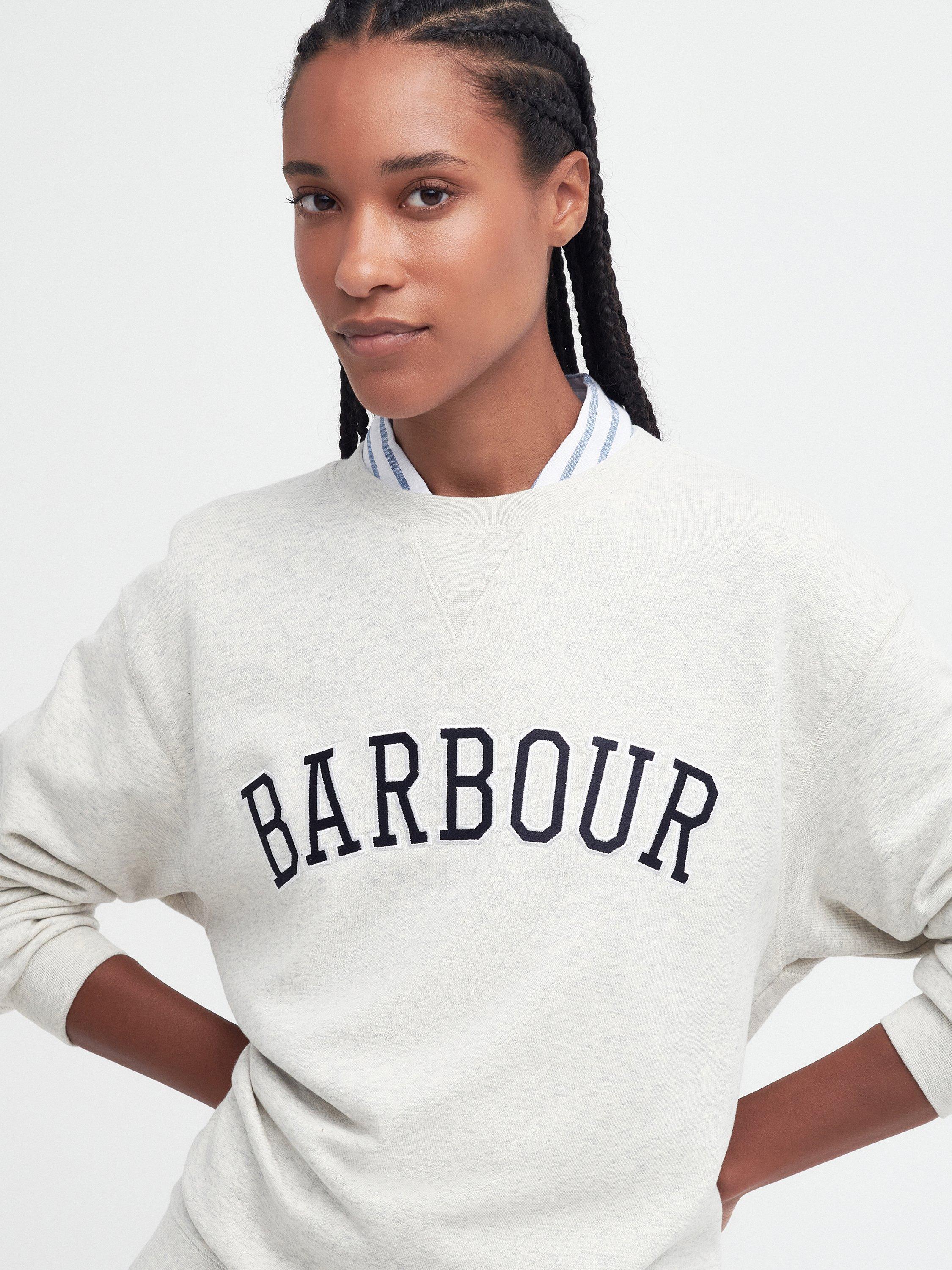 Product image 5 of 7, which shows Barbour Northumberland Logo Sweatshirt, Cloud/Navy, 10
