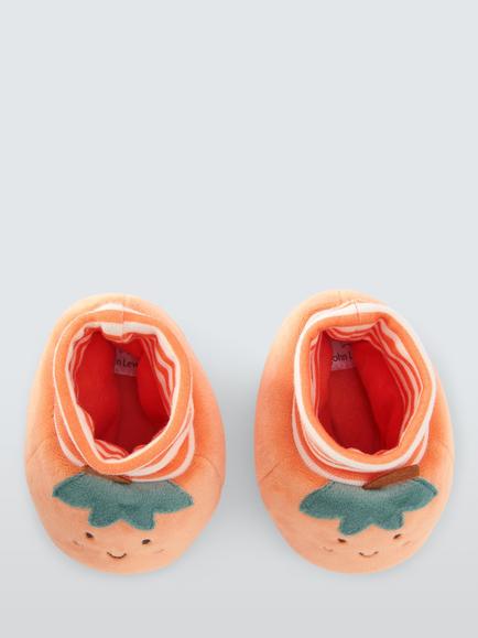 John Lewis Baby Pumpkin Booties, Orange - view 2, Orange