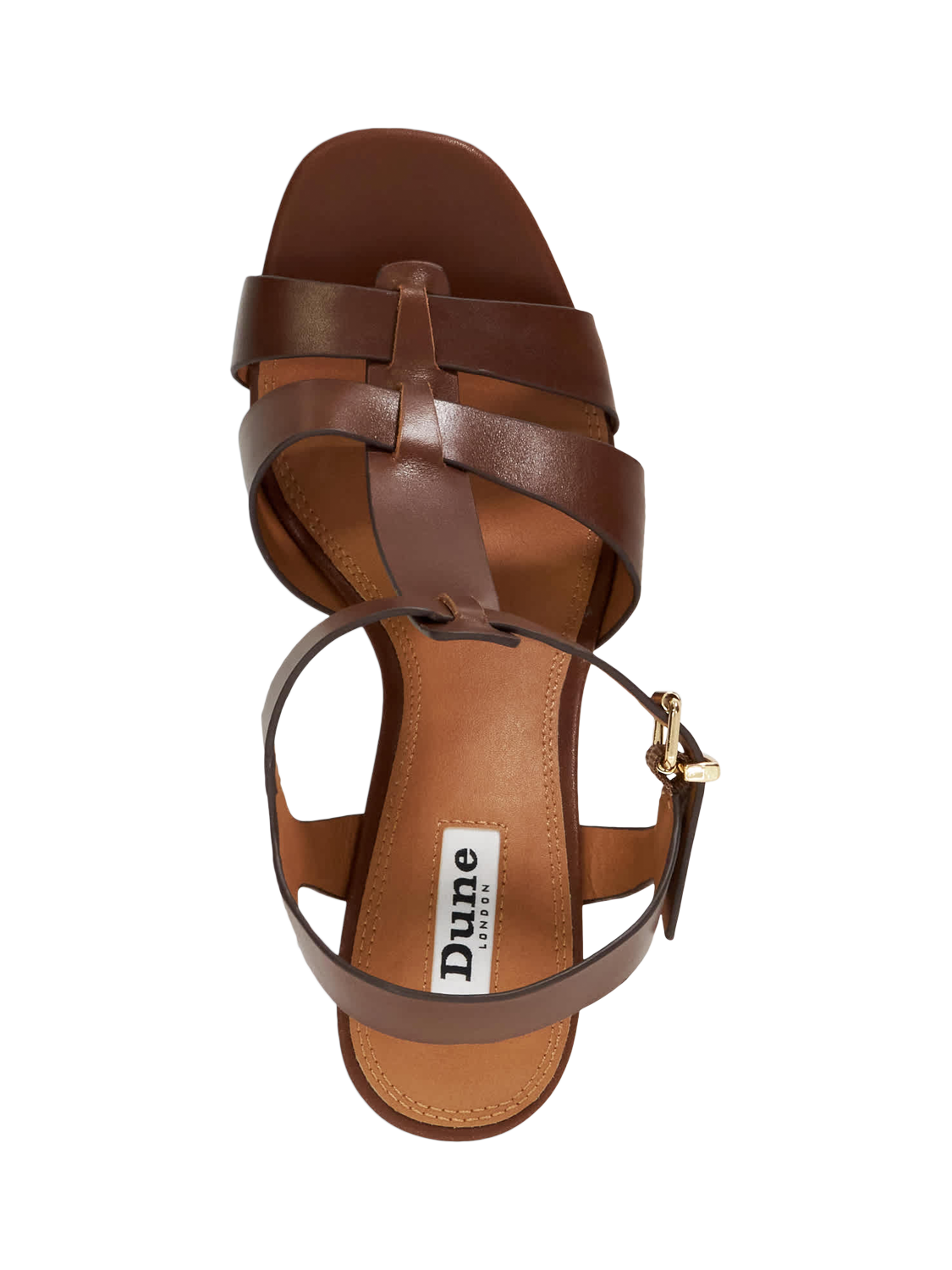 Product image 2 of 5, which shows Dune Kastro Wide Fit Leather Wedge Sandals, Brown, EU36