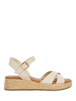 Dune London Littleton Wide Fit Leather Rope Wedge Strappy Sandals, Ecru